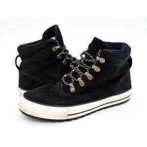 Converse Womens 8.5 Shoes Ember Hi Black Suede Faux Fur Lined Chuck Taylor